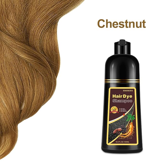 Hair Dye, Hair Dye Shampoo for Women & Men, Color Shampoo Hair Dye 16.10 Fl Oz, Safe and Natural Champu Para Canas (Chestnut Brown)