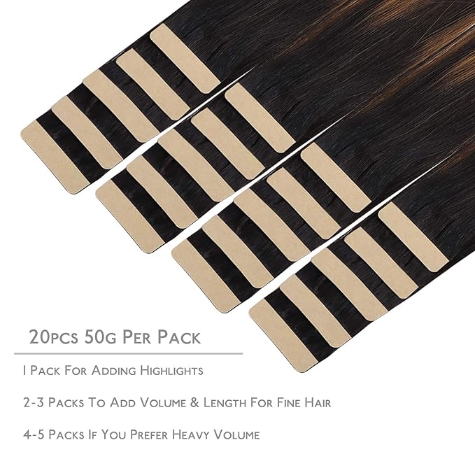WENNALIFE Tape in Hair Extensions Human Hair, Remy Hair Extensions Straight Human Hair Tape in Extensions Skin Weft Tape Extensions
