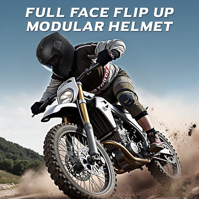 TRIANGLE Modular Motorcycle Helmets for Men Flip Up Full Face Helmet Dual Visor with Internal Sunshield DOT Approved