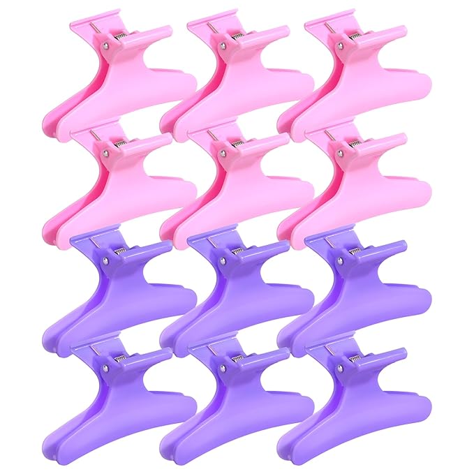 Ondder Pink Purple Butterfly Hair Claw Clips for Styling & Sectioning - Makeup Hair Accessories for Women & Girls
