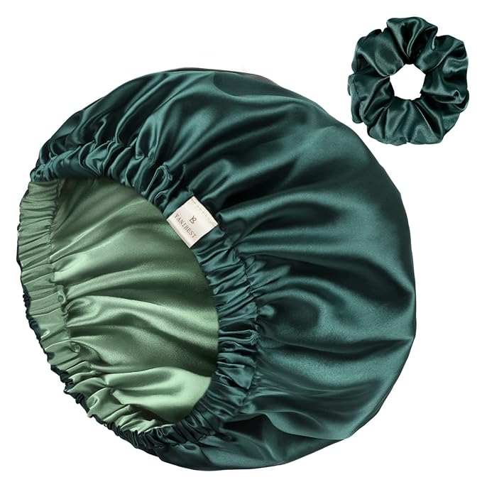 YANIBEST Adjustable Satin Bonnet Double Layer Hair Bonnet for Sleeping Bonnets for Women Hats Curly Natural Hair, Sage