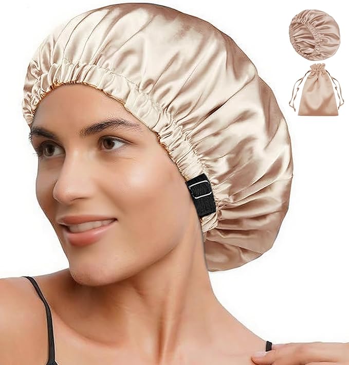 Satin Bonnet 2Pcs Silk Bonnet Hair Bonnets For Sleeping Silky Soft Sleep Cap Womens Night Curly Natural Hair Caps