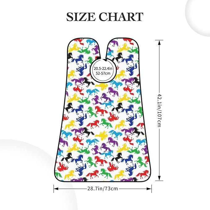 Beard Grooming Cape, Waterproof Hair Catcher for Shaving Trimming, Non-Stick Bib Apron Gifts for Dad Men, Colorful Horse Art Shave Bib