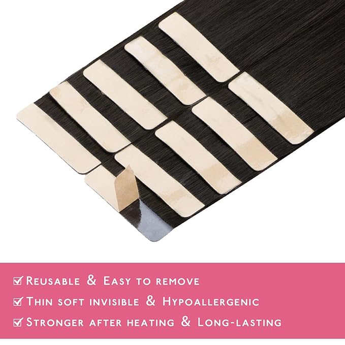 WENNALIFE Tape in Hair Extensions Human Hair Dark Brown to Chestnut Brown and Dirty Blonde Highlighted, 10pcs 30g 26 inch Remy Invisible Tape Ins Straight Colored Soft Refill Set
