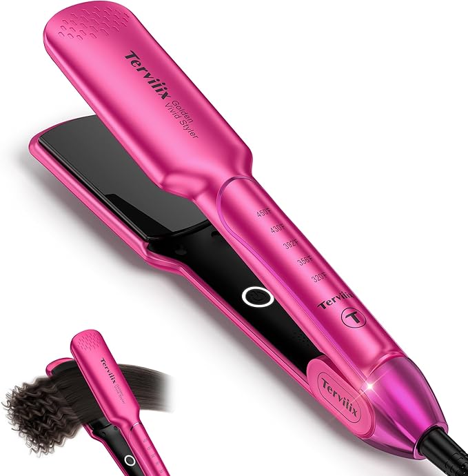 Terviiix Flat Iron Hair Straightener, 1-3/4 Inch Wide Plate, Ceramic & Tourmaline for Smooth, Salon-Grade One-Swipe Results | Gently Straightens Thick, Curly, Black & Natural Hair, Professional Heat