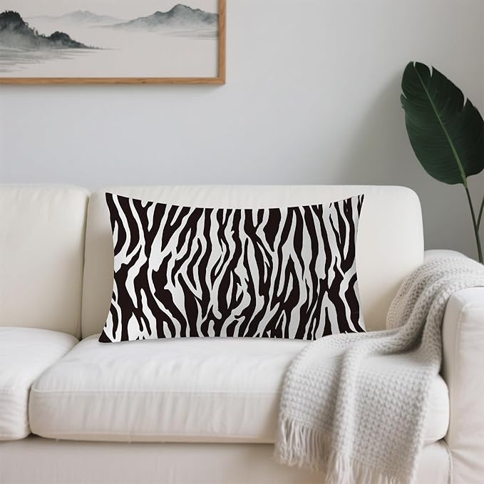 Satin Pillowcase 1 Pack-Zebra Black and White Silky Pillow Cover for Hair and Skin,Standard Size 20x26 Inch Soft Cooling Printed Pillow Cases with Hidden Zipper,Gifts for Women Men