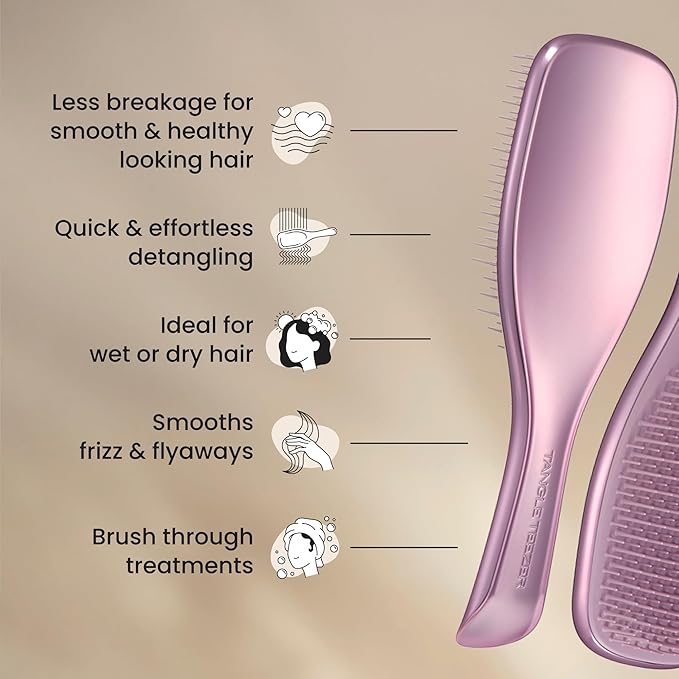Tangle Teezer Chrome Ultimate Detangler Brush for Wet & Dry Hair, Eliminates Knots & Reduces Breakage for Straight to Curly Hair Types, Mauve