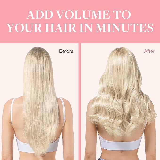 GOO GOO Clip in Hair Extensions Real Human Hair, Remy Human Hair Extensions Clip ins for Women, Natural Human Hair, 20inch 120g 7Pcs, 17A/60A Ash Blonde Highlighted Platinum Blonde