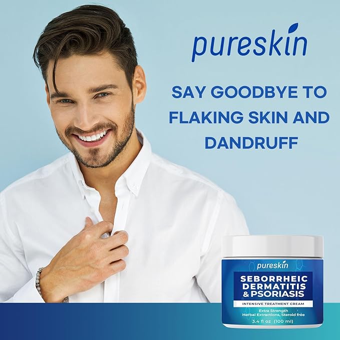 Seborrheic Dermatitis Psoriasis Cream: Antifungal Treatment - Traditional Herbal Infused - Relief for Flaking Irritated Scalp Skin - Steroids Free Lasting Result 3.4 Oz