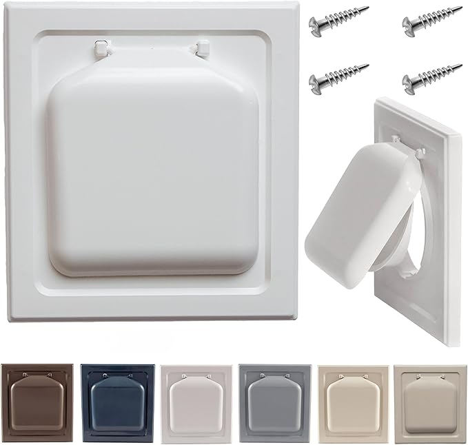 NO-PEST VENT, Exclusive Dual Door Dryer Vent Cover Outdoor 4 inch or Bathroom fan, Made in USA w Highest UV Resistant Plastic in any Outdoor Vent Cover (White, 4 inch W/O Duct Tube)