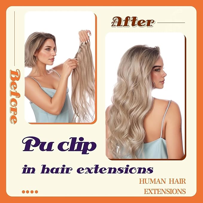 Full Shine Balayage Seamless Clip in Hair Extensions Ash Blonde Balayage Light Blonde Mix Platinum Blonde Hair Extensions for Thin Hair Washability 12 Inch 8 PCS 95 G