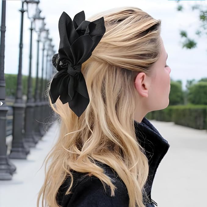 Bow Claw Clips Bow Hair Clips Black White Brown 4PCS Big Hair Bows for Women Butterfly Styling Large Hair Clips for Thick Hair for Girls Hair Accessories for Teen