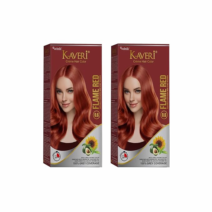 Creme Hair Color Permanent Hair Dye Color - With Improved Creme Formula for Gray Coverage Ammonia Free Hair Color Dye for Rich Bright Long lasting (Flame Red, 3.04 Fl Oz) - Pack Of 2