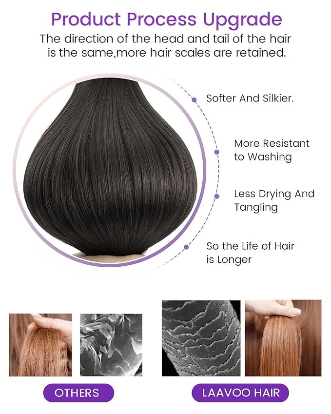 LaaVoo Tape in Hair Extensions Human Hair Mocha Brown Hair Extensions Real Human Hair Tape in Soft Hair Tape on Extension Seamless 18 Inch 20pcs 50g