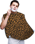 Stretchable Beard Cape, Non-Stick Hair Catcher for Trimming, Waterproof Grooming Apron, Wild Animal Leopard Print