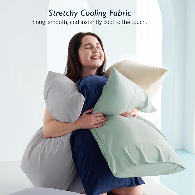 Breescape Cooling Pillow Cases Standard/Queen Size - BlendTek™ Dry & Cool Technology for Hot Sleepers and Night Sweats, 2 Pack Soft & Smooth Pillowcases for Hair & Skin Care, 20" x 30", Mint Green