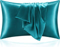 BEDELITE Satin Pillowcase for Hair and Skin, Super Soft and Cooling Similar to Silk Pillow Cases 2 Pack with Envelope Closure, Gift for Women Men(20"x26" Standard Size, Teal)