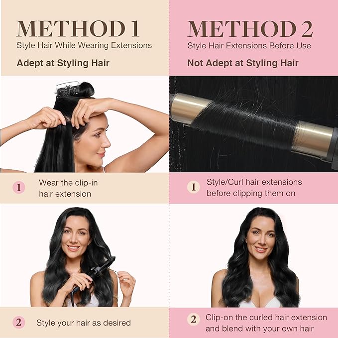 GOO GOO Clip in Hair Extensions Real Human Hair, Remy Human Hair Extensions Clip ins for Women, Natural Human Hair, 14inch 110g 7Pcs, 1B Natural black