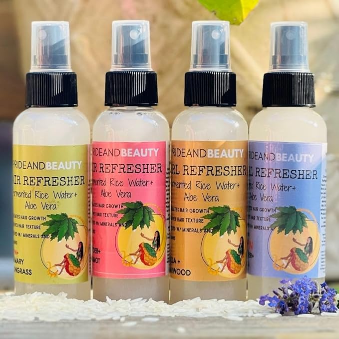 Rice Water Hair Growth Spray – Vanilla Cedarwood | Rosemary, Caffeine & Biotin Infused | Hair & Scalp Treatment for Thicker, Fuller Hair | Non-Greasy, Vegan Formula (4 oz)