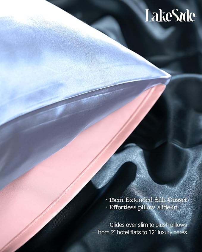 Oriental Lakeside® 100% Pure 22 Momme Mulberry Silk Pillowcase with Envelope Closure - Nighttime Skincare & Hair Care Hydrating Pillow Cover