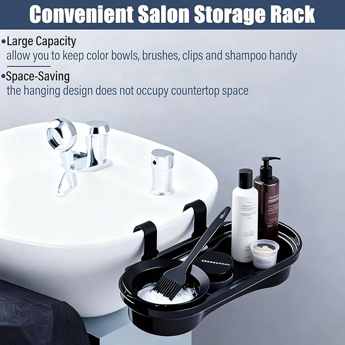 Salon Storage Rack Shampoo Bottle Shelf Shampoo Bowl Tray to Hold Color Bowls Hanging Salon Organizer Tray for Hairdressing Tools, Coloring Bowls, Combs