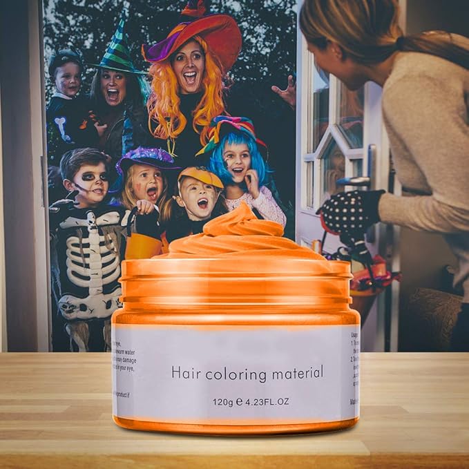 Temporary Hair Color Wax Dye,Hair Spray Color, Natural Hair Wax Color, Kids Temporay Hair Wax Dye Ash for Halloween Cosplay,Party,Masquerade (Orange, 120g)