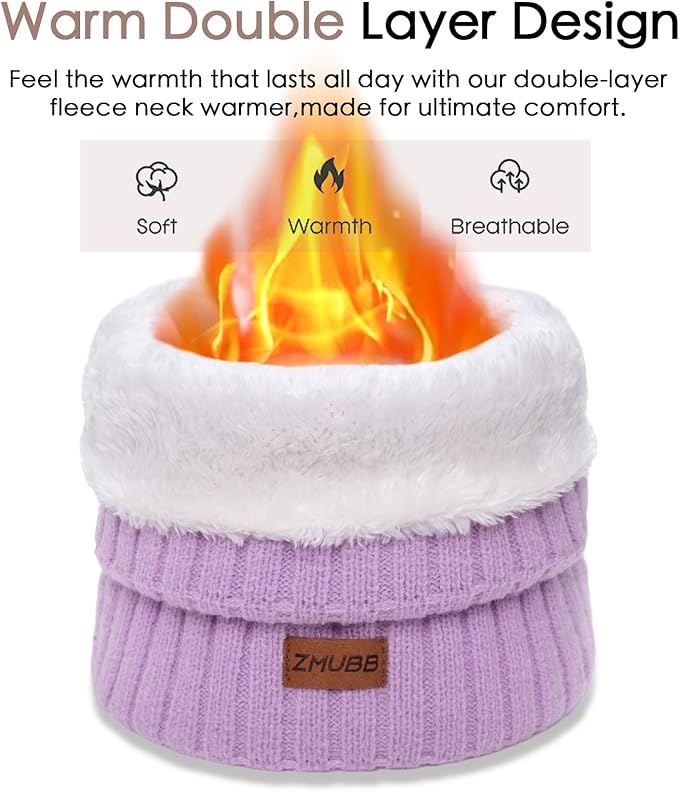 Neck Warmer Gaiter, Winter Fleece Lined Face Mask Scarf for Men Women, Thick Warm Cold Weather Running Ski Neck Cover