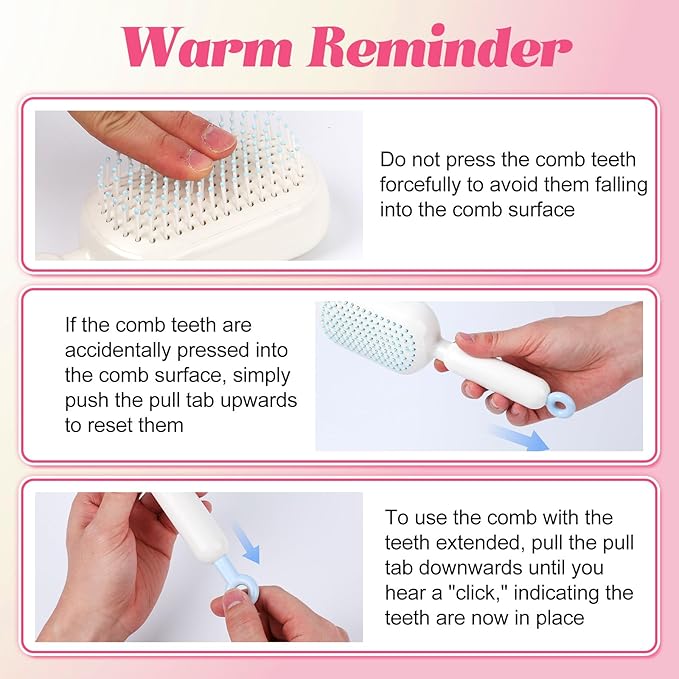 Retractable Cushion Massage Comb Brush, Anti-Static Easy-Clean Massage Comb,Air Cushion Massage comb,Smooth Clean Detangling Comb for All Hair Types (Blue)