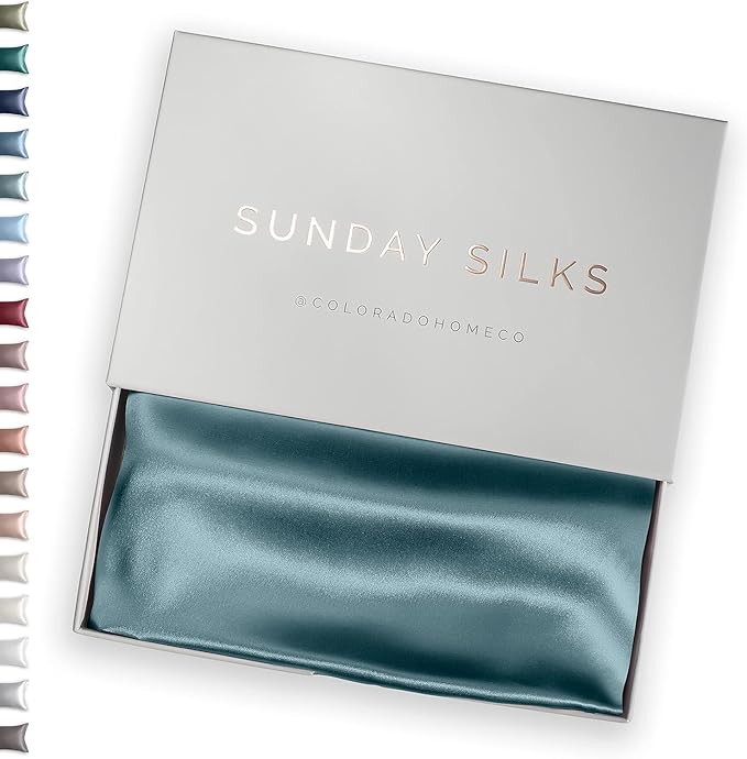 SUNDAYSILKS™ 100% Mulberry Silk Pillowcase, Silk Pillow Cases for Hair & Skin, Superior to Satin Pillowcase, with Zipper, Standard, Queen, King Sizes, Anti-Wrinkle, Cooling, Non-Slip Silk Pillowcases