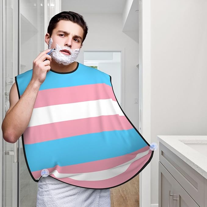 Beard Trimming Hair Catcher, LGBT Pride Flag Transgender Shave Bib, Non-Stick Bib Apron Waterproof, Shaving Tool for Men for Husband Father’s Day