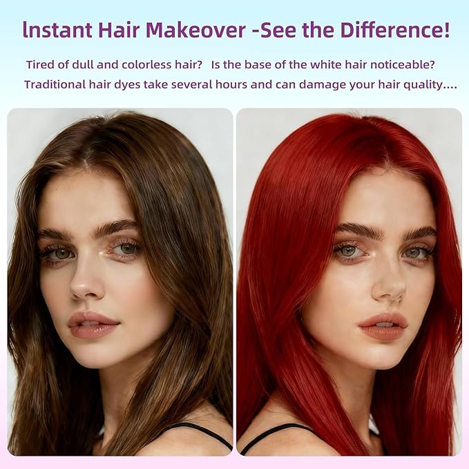 Red Hair Spray, Temporary Hair Color Spray for Women, Men, Kids, One-Time Use Washable Hair Dye, Natural Hair Color Wax for Christmas, Hallowen, Cosplay, Festival Party Costume Makeup, DIY (Red)