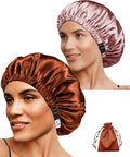 3Pcs Hair Bonnets For Sleeping Satin Bonnet For Women Silk Bonnets Womens Curly Hair Sleep Caps Silky Night Cap