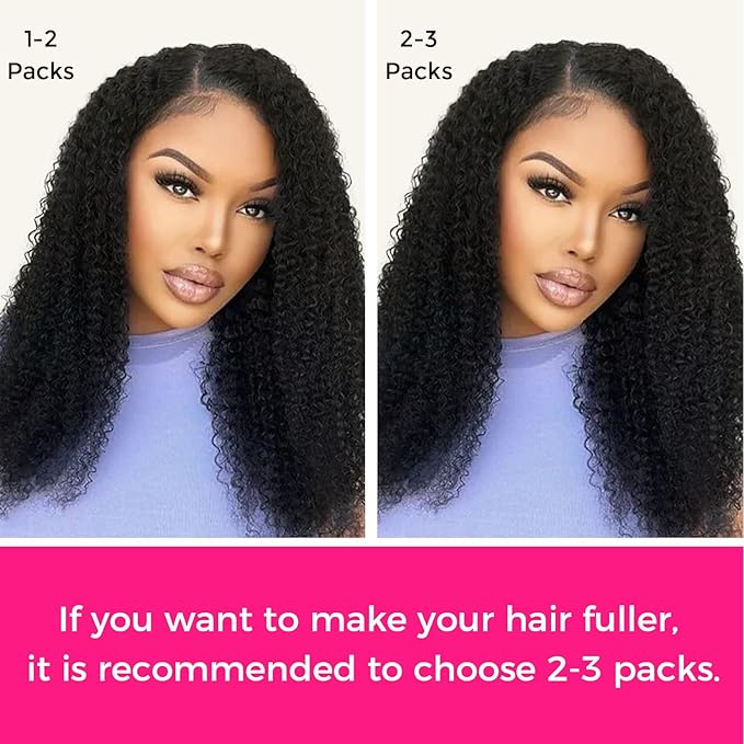Lashey Kinky Curly Clip in Hair Extensions 110g 7pcs 18 Inch Natural Black Seamless Clip ins Hair Extensions Real Human Hair Soft Invisible Clip ins for Black Women