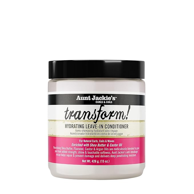 Aunt Jackie's Curls and Coils Transform Hydrating Leave-In Creme Conditioner for All Hair Types and Textures, 15 oz