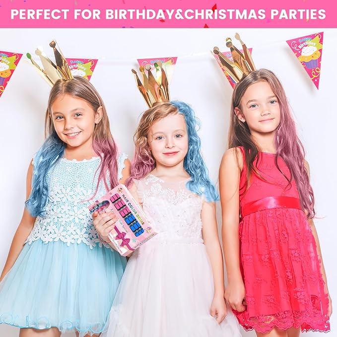 Hair Chalk for Girls - Temporary Bright Hair Color Comb for Birthday, Cosplay, Halloween, Christmas
