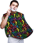 Waterproof Beard Trimming Bib, Non-Stick Hair Catcher for Men Shaving, Grooming Apron for Husband Dad, Black Rainbow Cheetah Leopard Print Shave Bib