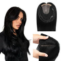 WORLDSTAR Human Hair Toppers for Women Real Human Hair No Bangs 6 * 7 Inch Base 12 Inch 55g #1 Jet Black Toppers Hair Pieces for Women with Thinning or Grey Roots (tp#1-12