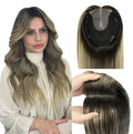 WORLDSTAR Hair Toppers for Women Real Human Hair 150% Density 6 * 7 Inch Base 12Inch 55g #1B/4/27 Natural Black Ombre Brown with Caramel Blonde Clip in Human Topper No Bangs (tp#1B/4/27-12)