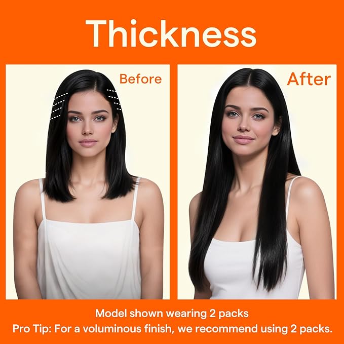 Full Shine Seamless Clip in Hair Extensions, 18Inch Thinning Hair Extensions Fill Ins, Black Clip in Hair Extensions Remy Human Hair for Women, Add Thickness Color1 4PCS 85g