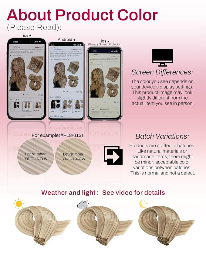 Moresoo Clip in Hair Extensions Blonde Highlights Long Remy Real Human Hair Clip in Extensions Golden Blonde with Medium Blonde for Women Warm Color Straight Double Weft 120g/7pcs 16 inch