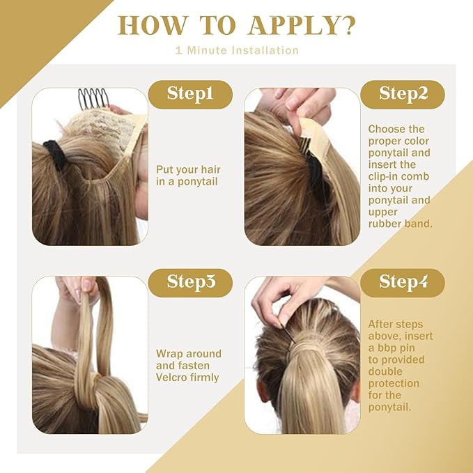 Ve Sunny Hair Extensions Ponytail Real Human Hair Wrap Around Clip in Ponytail Hair Extensions Straight Extensions Human Hair for Women Medium Brown Balayage Ombre Caramel Blonde 18inch 80G