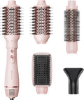 Wavytalk Hair Dryer Brush Set, Air Sculpt 4-in-1 Hot Air Brush Set, Multi Hair Styler for Salon Blowouts, Smooth Curls, Volumizing and Straightening, Sleek and Less Frizz, Pink