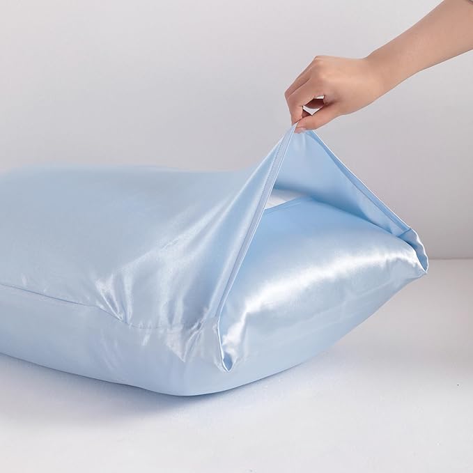 NTBAY 2 Pack Satin King Pillowcases for Hair and Skin, Luxurious and Silky Pillow Cases with Envelope Closure, 20x36 Inches, Aqua