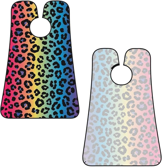 Beard Trimming Catcher Apron, Waterproof Non-Stick Grooming Bib for Shaving, Ideal for Men Dad Father’s Day, Rainbow Cheetah Skin Leopard Print Shave Bib
