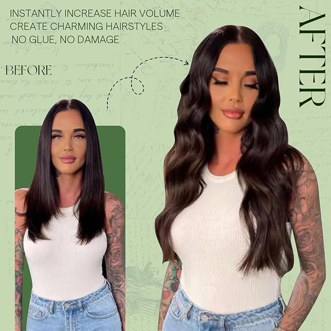 RUNATURE Clip in Hair Extensions Real Human Hair Thick 14 Inch 120g 7pcs Brown Clip in Hair Extensions for Women Straight Remy Hair Extension Clip Ins