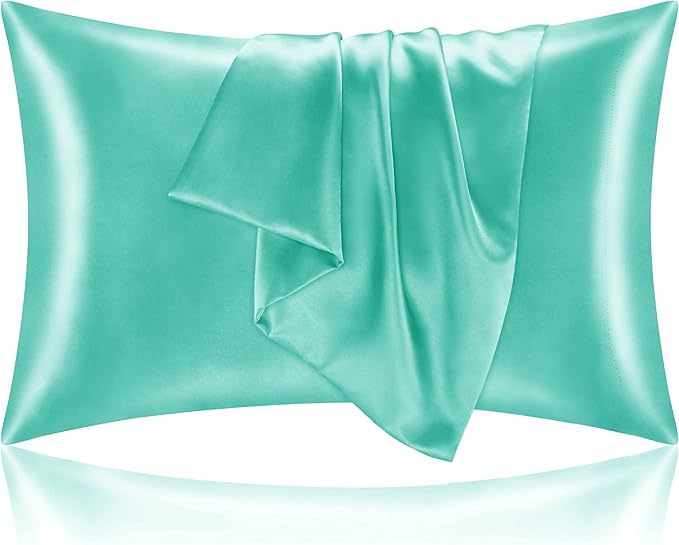 BEDELITE Satin Pillowcase for Hair and Skin, Super Soft and Cooling Similar to Silk Pillow Cases 2 Pack with Envelope Closure, Gift for Women Men(20"x30" Queen Size, Turquoise)