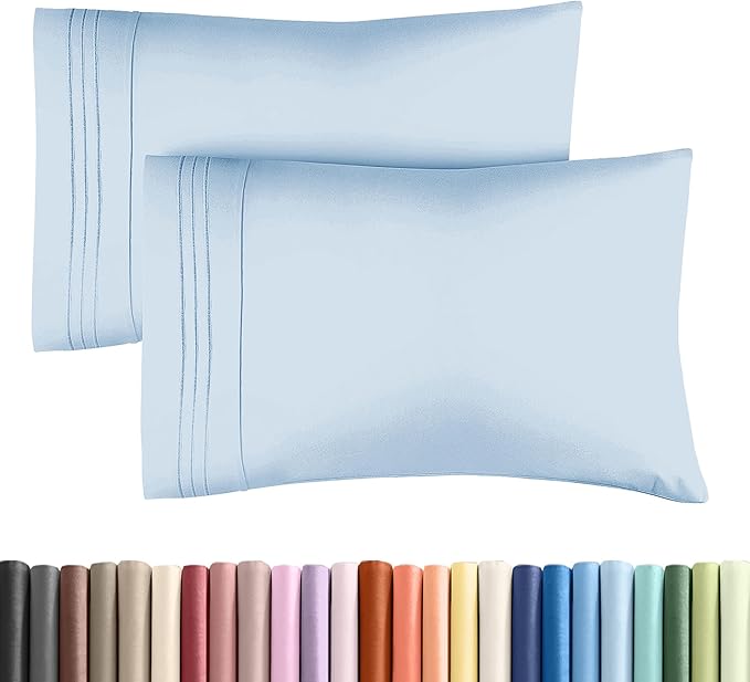 Queen Pillow Cases Set of 2 - Ultra Soft Hotel Quality Pillowcase Covers - Comfy, Cozy & Wrinkle Free - Shrinkage, Stain & Fade Resistant - Machine Washable Pillow Protectors - 2 Piece Set - Sky Blue