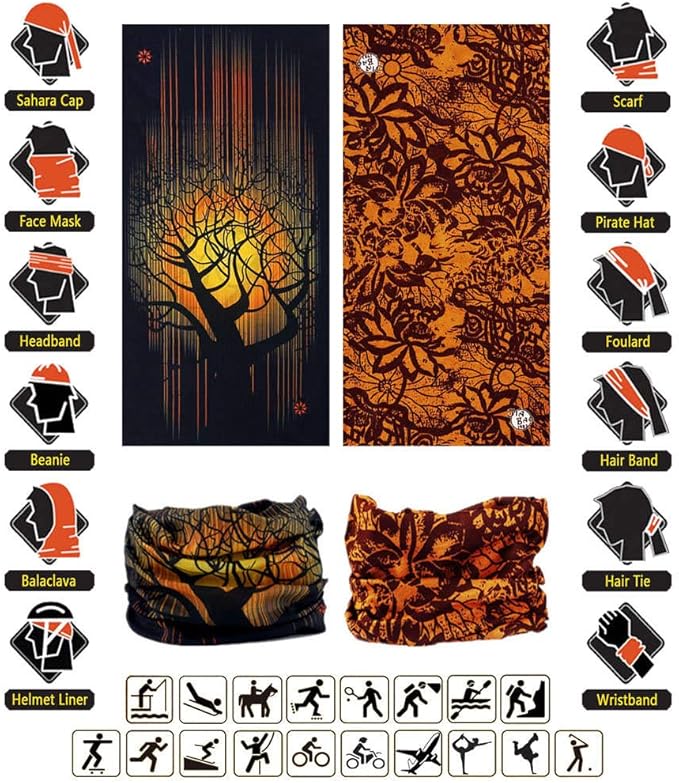 Headband Neck Gaiter Head Wrap Headwear Face Mask Magic Scarf Bandana for Men and Women