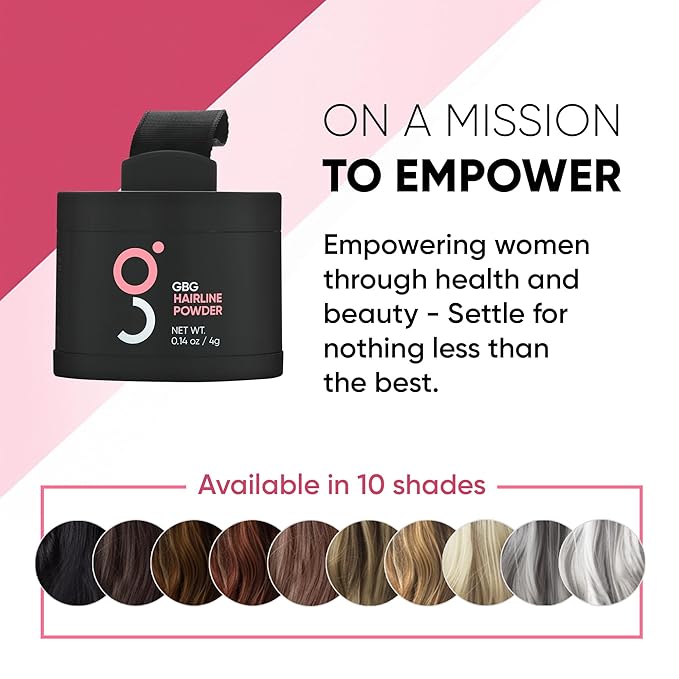 GBG Hairline Powder, Black - 48-Hour Coverage Root Touch Up Powder for Bald Spots, Instant Hair Loss Concealer & Brightening Highlights - Hair Fillers for Thinning Hair for Women & Men, 4g