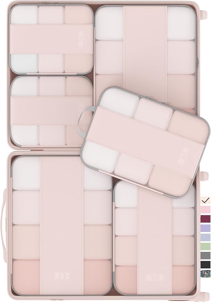 6 Set Compression Packing Cubes for Travel Essentials,Compressible Expandable Packing Cubes for Suitcase,OlarHike Luggage Organizer Bags for Travel,Handy Helper for Organizing Clothes(Beige)